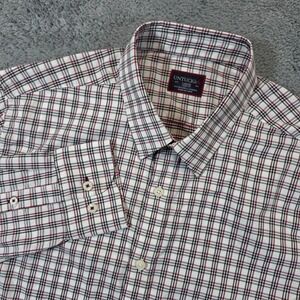 UNTUCKit Performance Shirt Mens L White Plaid Slim Fit Nylon Stretch Long Sleeve